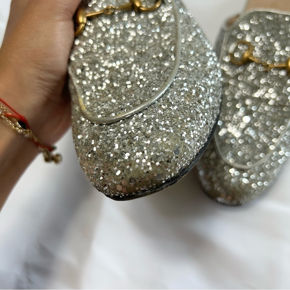 Gucci Princetown Horsebit-Detailed Glitter Leather Slippers size 37 - Picture 6 of 14